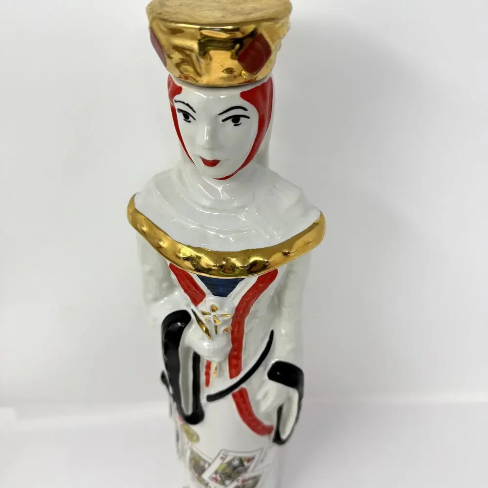 Ezra Brooks Queen of Hearts US Navy Whiskey Decanter Vintage Poker Bottle *Flaw
